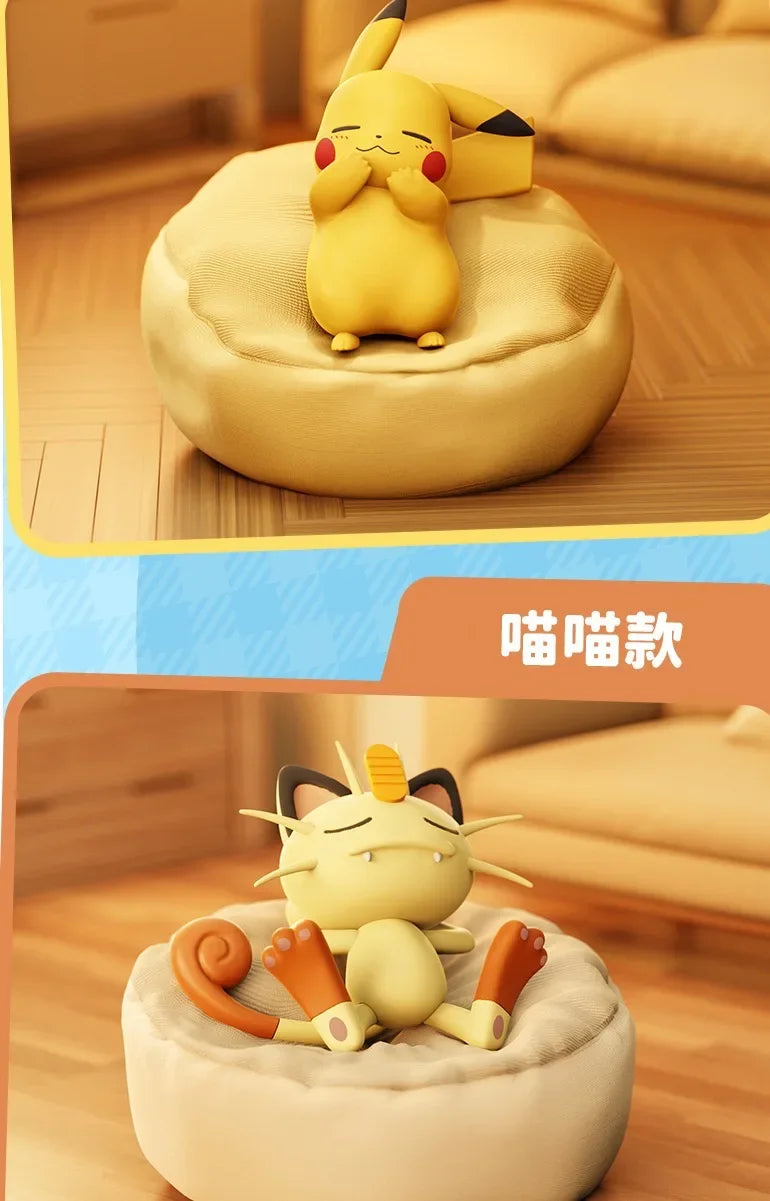 Pokemon Figure Set Starry Dream Series 6 Styles, Sleeping Pikachu Meowth Rowlet, Cute Action Model Toy Collection for Kids