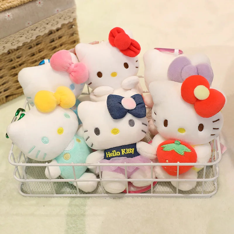 Sanrio Hello Kitty Stuffed Toys Bag Pendant Accessories Cute Plush Toys Kitten Keyring Anime Keychain Kids Birthday Gift