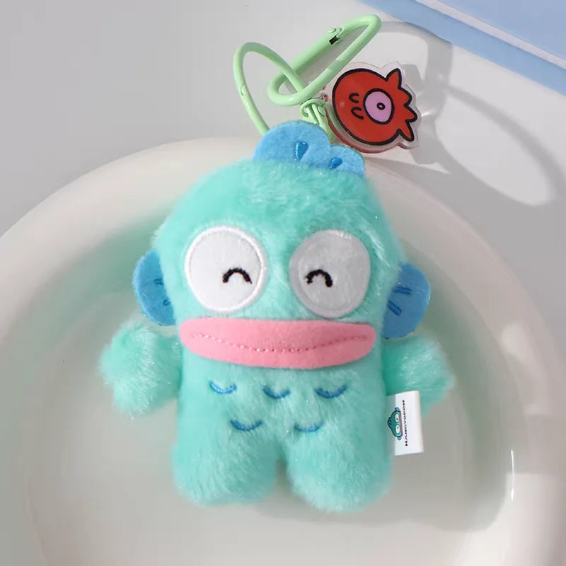 Sanrio Plushie Hangyodon Stuffed Plush Keychain Pendant Cartoon Doll Toys Soft PP Cotton Kawaii Bag Keyring Gifts For Girls Kids
