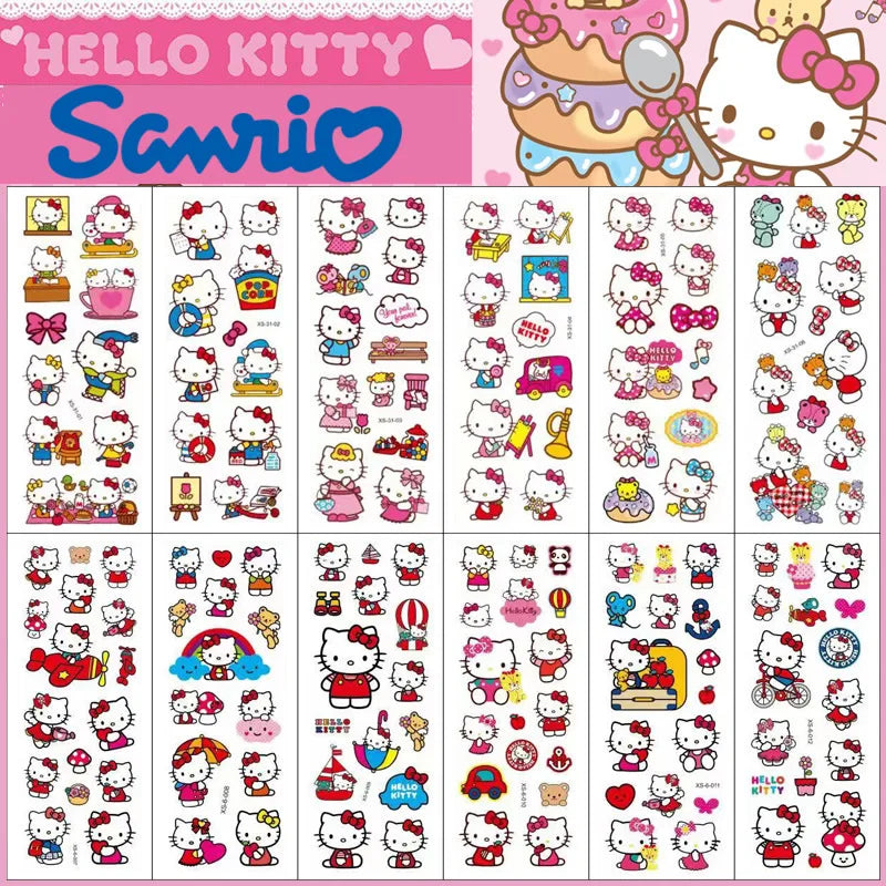 12pcs Kawaii Hello Kitty Stickers 3D Bubble Decoration Cute Children Reward Puffy Book Sticker Pack Stationery Supplies Kids Toy