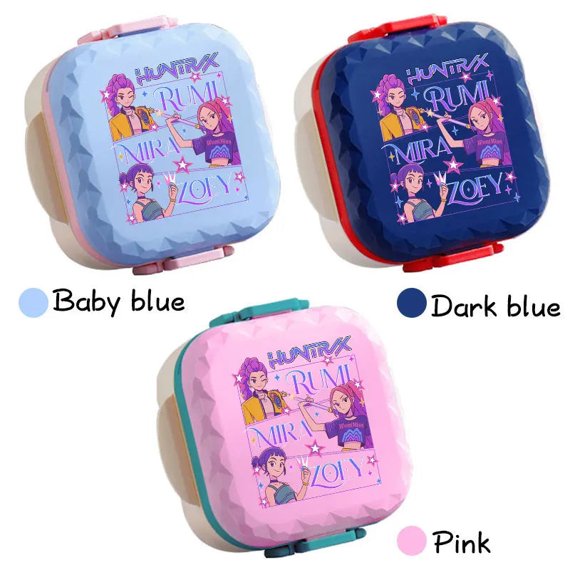 800ml For KPop Demon Hunters Lunch Box Microwave Heating Anime HUNTR/X Rumi Mira Zoey Bento Box BPA Free Comes with Tableware
