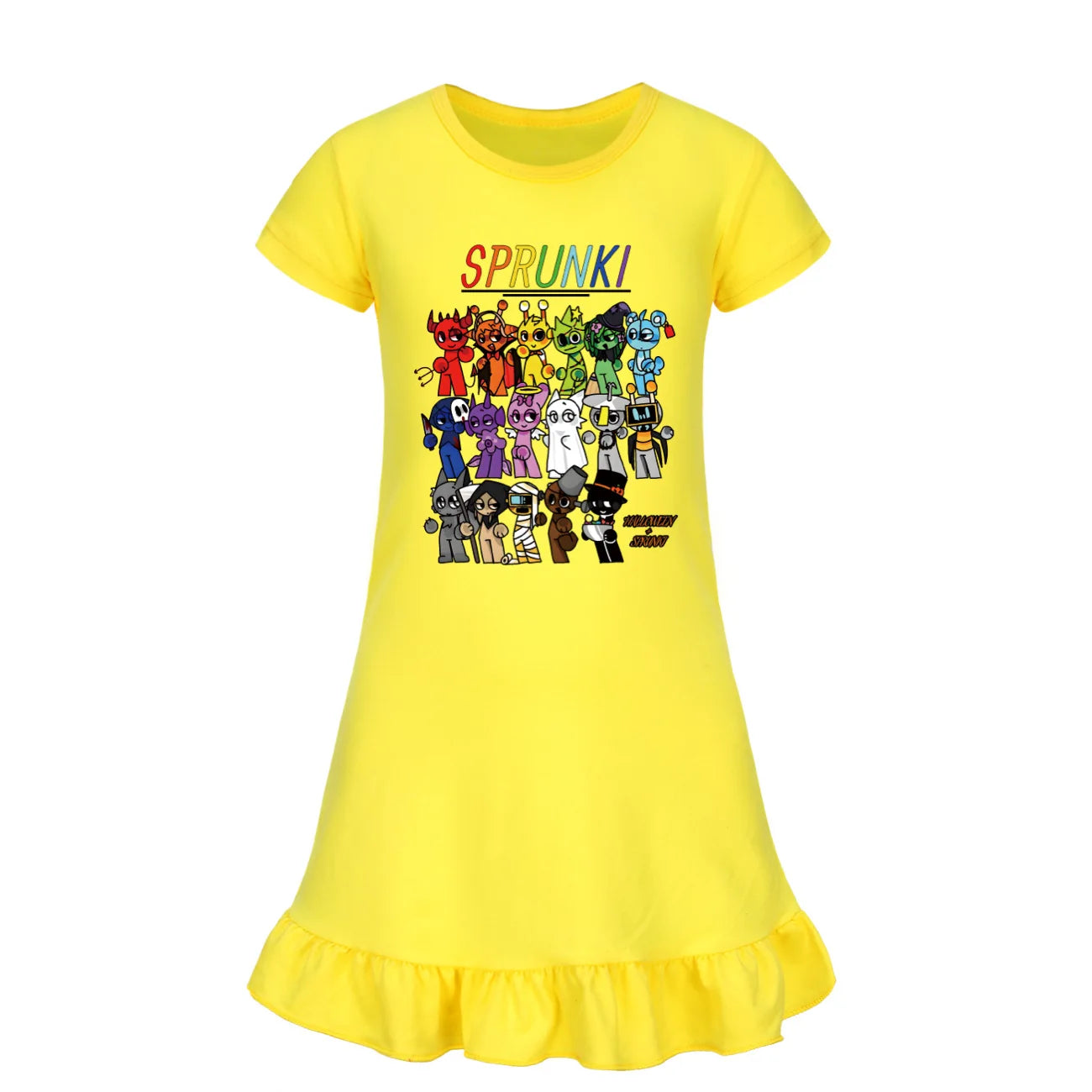 Hot sprunki Child Clothes Kids Summer Horror Game Incredibox Pajamas Dress Baby Girls Short Sleeve Nightgown Cartoon Sleep Wear