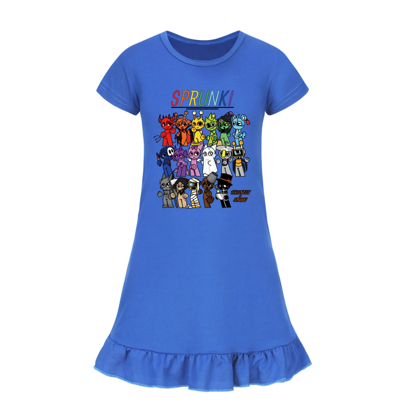 Hot sprunki Child Clothes Kids Summer Horror Game Incredibox Pajamas Dress Baby Girls Short Sleeve Nightgown Cartoon Sleep Wear