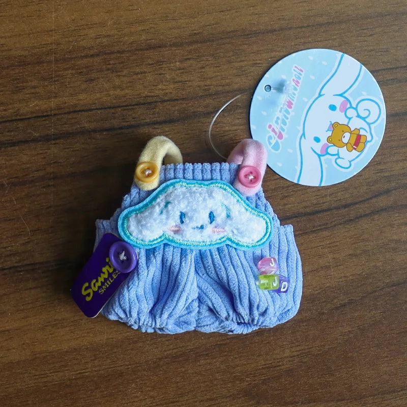 For 17cm Labubu Doll Clothes Cute Overalls Sanrio Hello Kitty Kuromi Cinnamoroll Clothes Doll Clothes for Dolls Kids Gifts