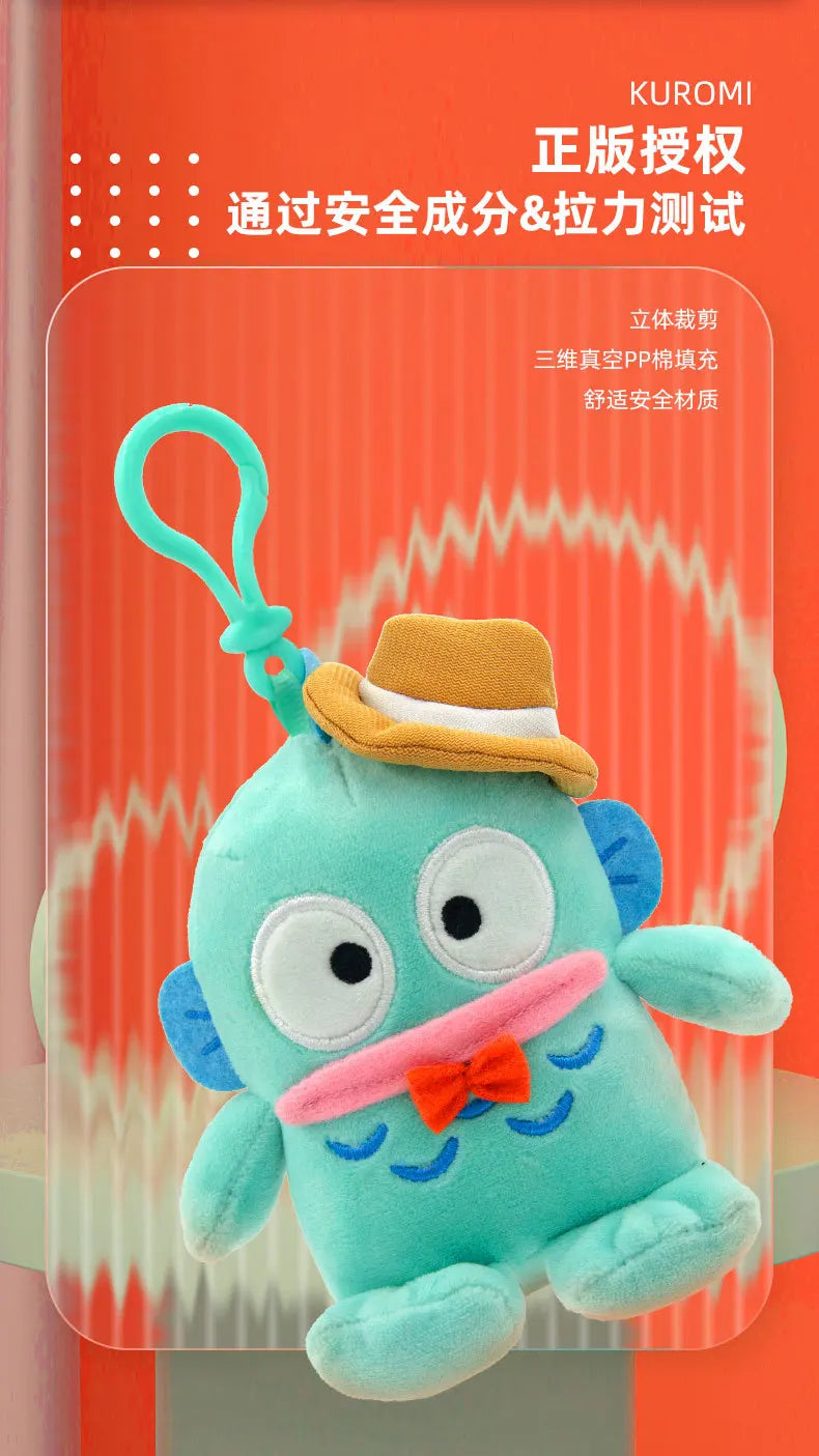 Sanrio Plushie Hangyodon Stuffed Plush Keychain Pendant Cartoon Doll Toys Soft PP Cotton Kawaii Bag Keyring Gifts For Girls Kids