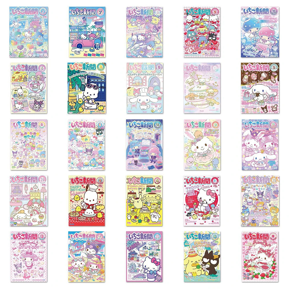 10/30/51pcs Sanrio Anime Small Poster Stickers Funny Cartoon Decals for Kids Toy Luggage Skateboard Phone Case Graffiti Sticker