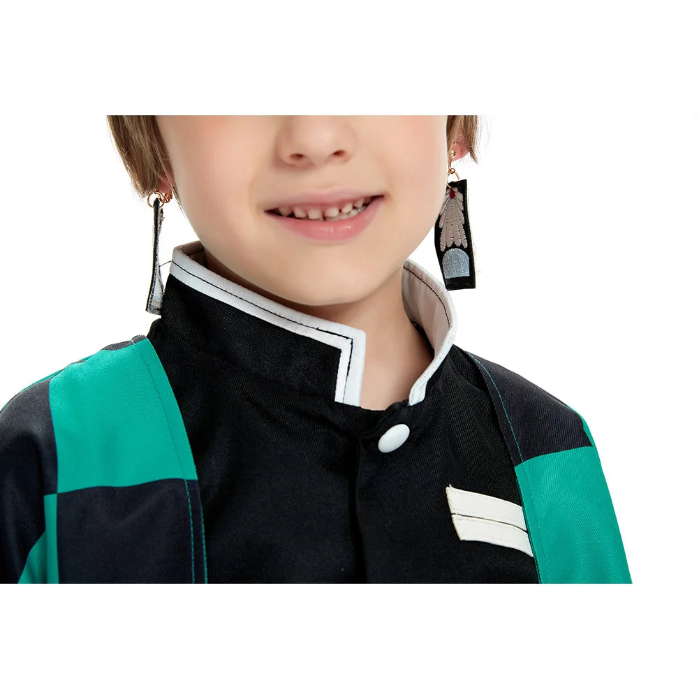 Cosplay Children's costume Anime Satan Killer Kimetsu No Yeyang Kamido Tanjiro Kimono costume Set Carnival Halloween Clothes