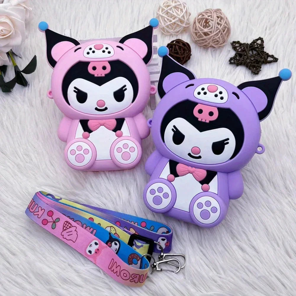 Kawaii Cartoon Anime Bag for Kids Sanrio Kuromi Crossbody Bag Storage Purse Cartoon 3D Silicone Shoulder Bag for Holiday Gifts