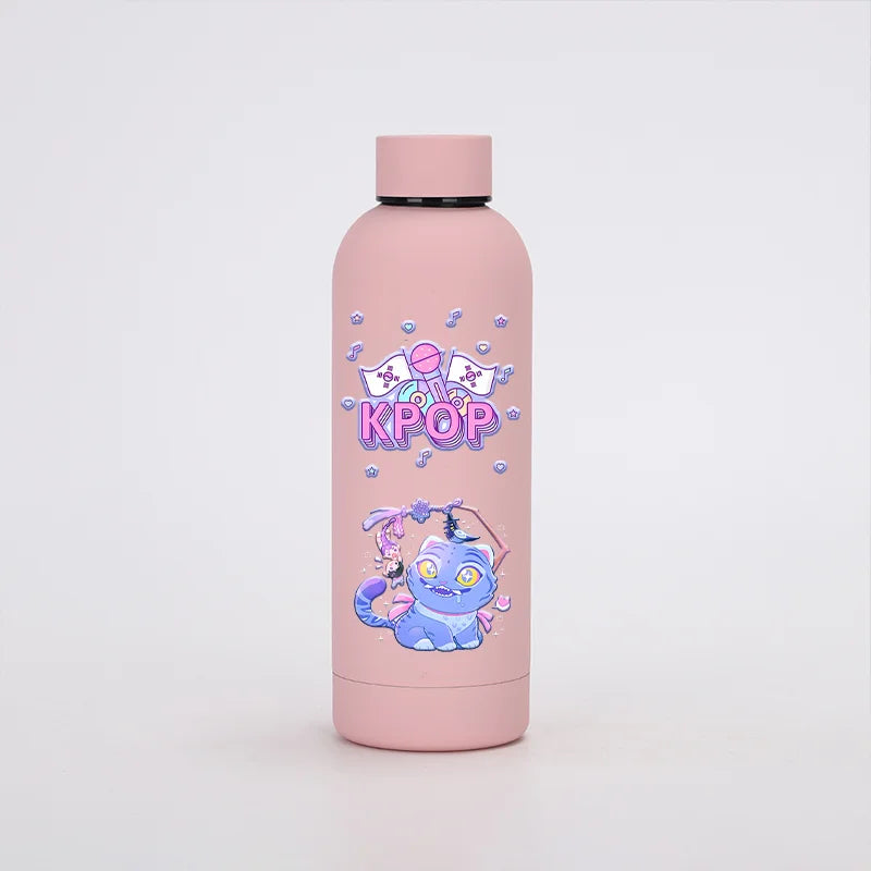 KPop Demon Hunters Kids Sports Water Cup Cute Anime Women Drinking Bottles Huntrix Rumi Zoey Cartoon Print Bottle Birthday Gift