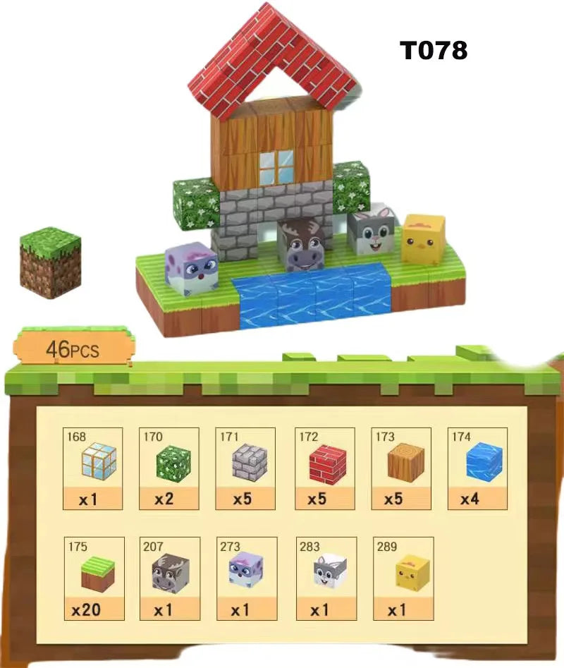 Magnetic Building Blocks Mine Cube Magnet World Set for Boy Girl Kid Age 3+ DIY Model Children Stem Montessori Sensory Toy