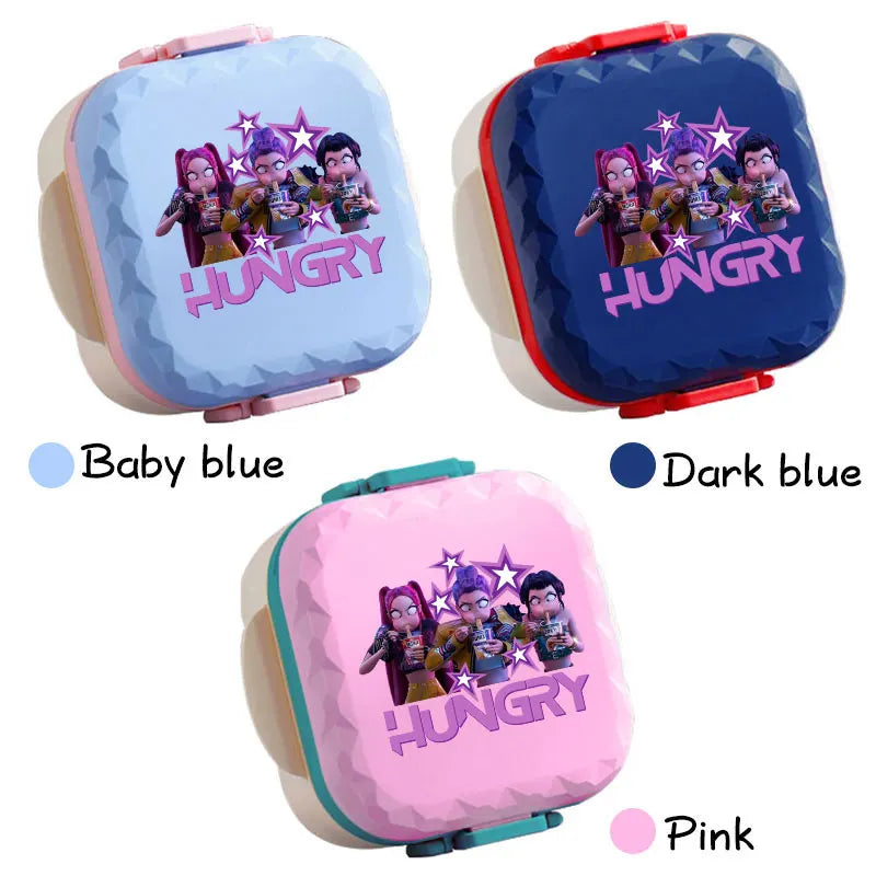 800ml For KPop Demon Hunters Lunch Box Microwave Heating Anime HUNTR/X Rumi Mira Zoey Bento Box BPA Free Comes with Tableware
