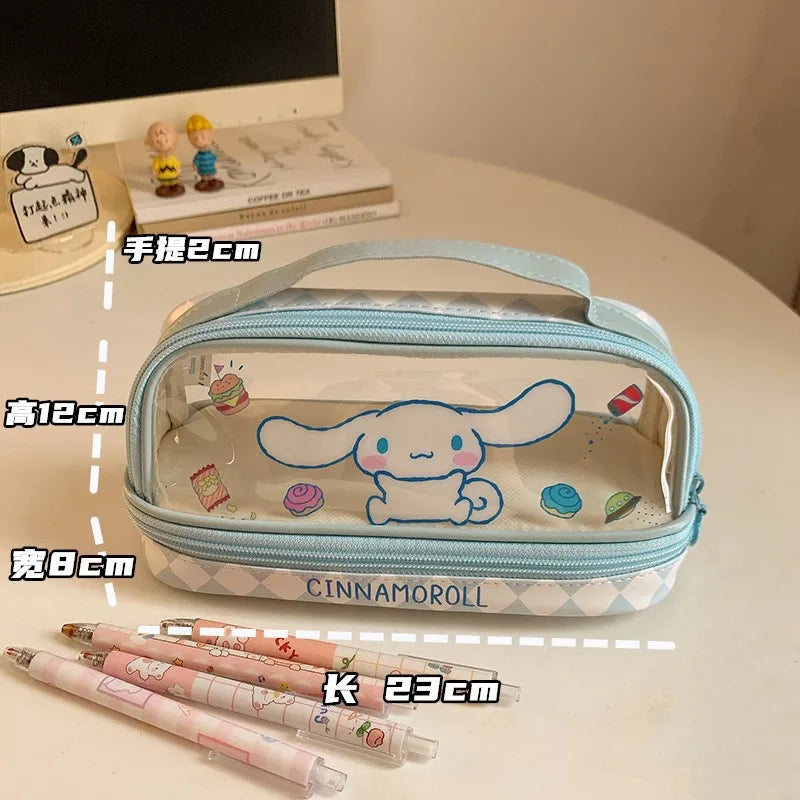 Sanrio Hello Kitty Pencil Bags Cartoon Kuromi My Melody Cinnamoroll Large Capacity Portable Stationery Box Storage Case Kids Toy