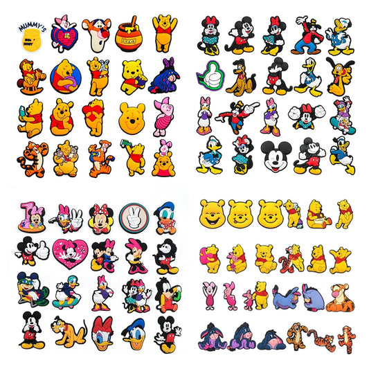 20pcs Hot Toys Disney Cartoon Winnie Pooh Shoe Charms for Shoes Decoration Accessories Classic Clog Sandal Buckle Kids Gifts