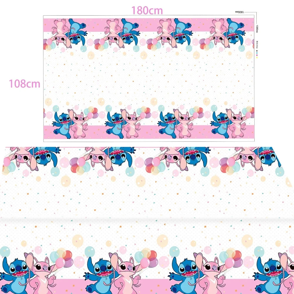 Pink Lilo and Stitch Angel Birthday Supplies Dishes Cup Plate Tablecloth Balloon Banner Girls Party Baby Shower Decorations