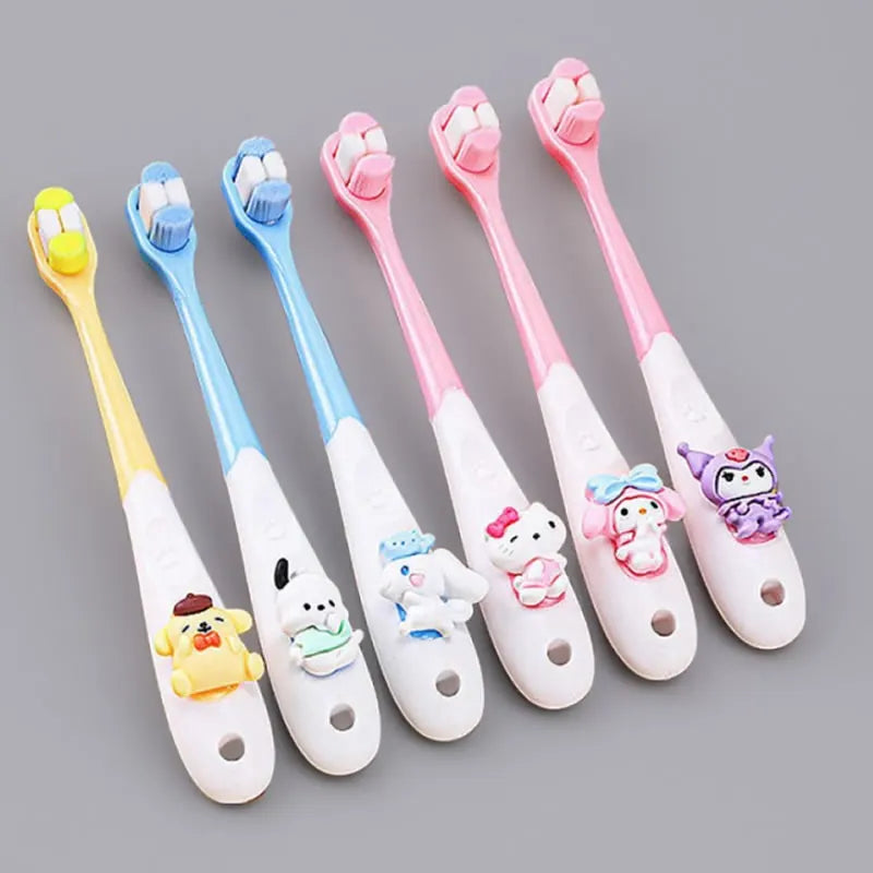 Sanrio Children Toothbrush Anime My Melody Kuromi Household Soft Tooth Brush Kawaii Teeth Cleaning Oral Tool Cartoon Kids Gifts