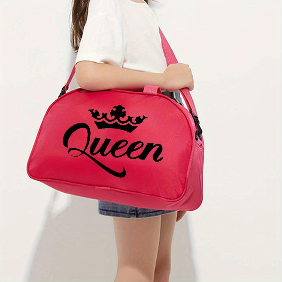 1pc Queen Printed Handbag, New Nylon Dance Bag, Multifunctional Messenger Bag, Fashion Luggage Bag, Casual Travel Bag, Sports Fitness Bag, Yoga Bag, For Teenager