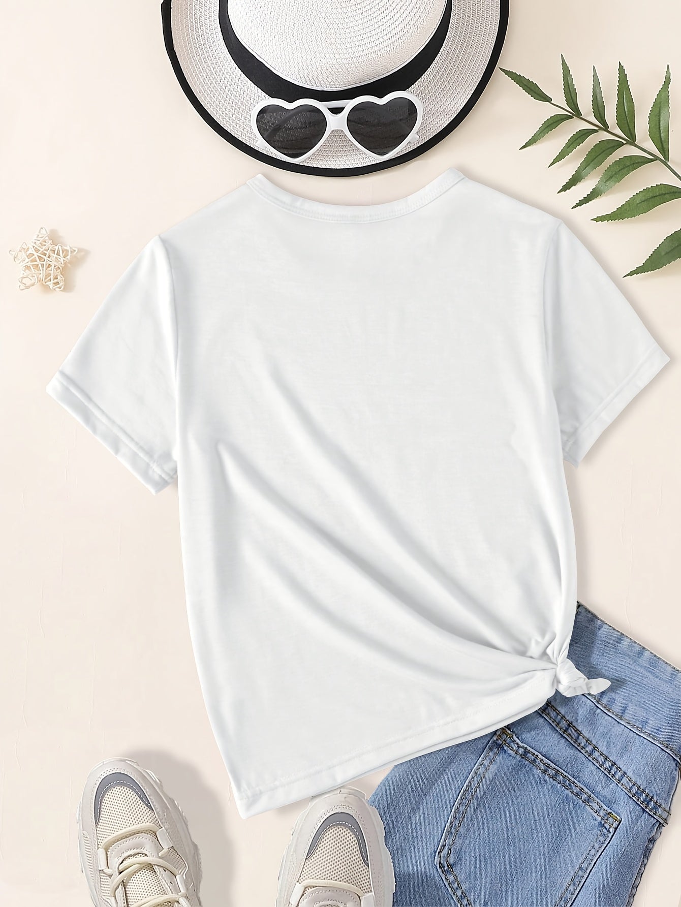 5 random colors (black, white, pink, purple, green), a girl fashion print knitted crew neck short sleeve top, fashion teen clothing, for Teenager