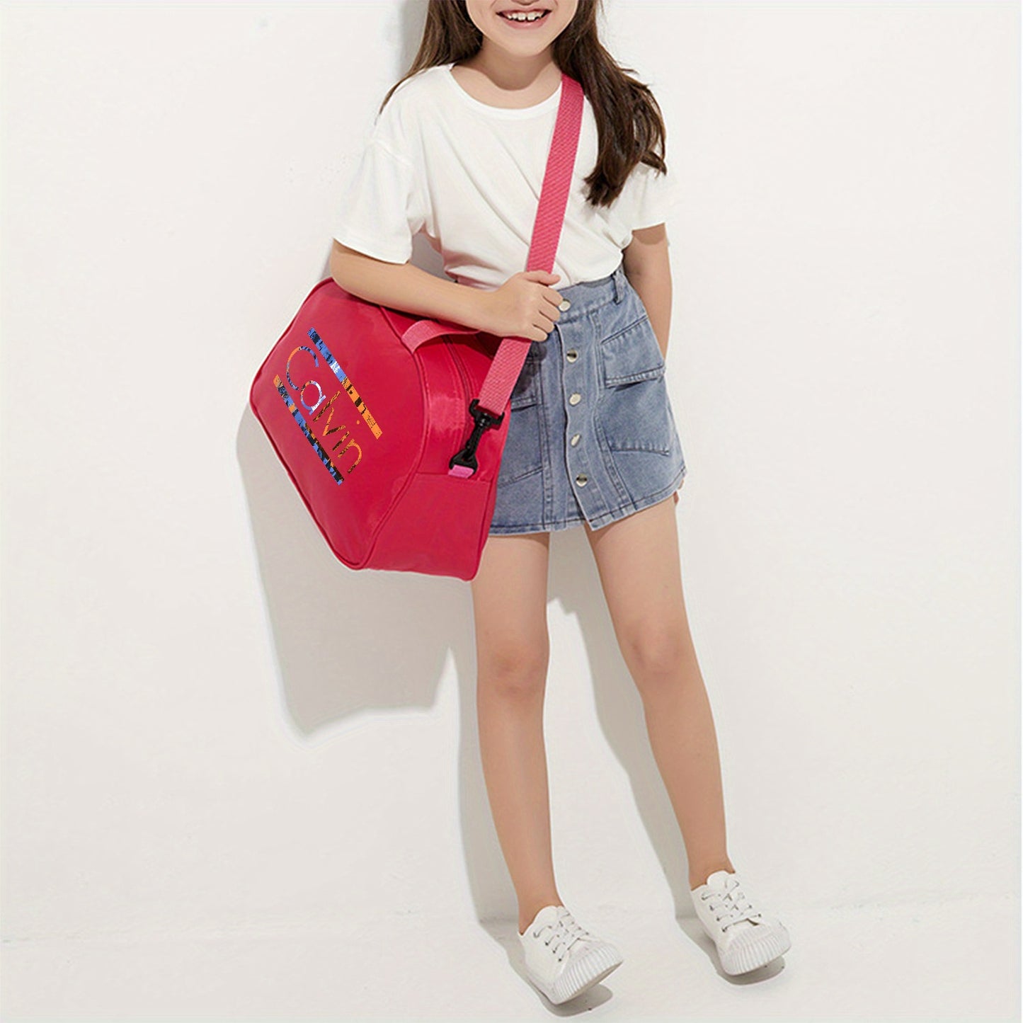 Calvin Printed Large Space Travel & Gym Bag - Lightweight Foldable Oxford Crossbody Bag with Adjustable Shoulder Strap, Vibrant Pink/Red/Black Options for Daily Commute, Sports, and Gym Use, Gym Bag, Sports Accessory, Playful