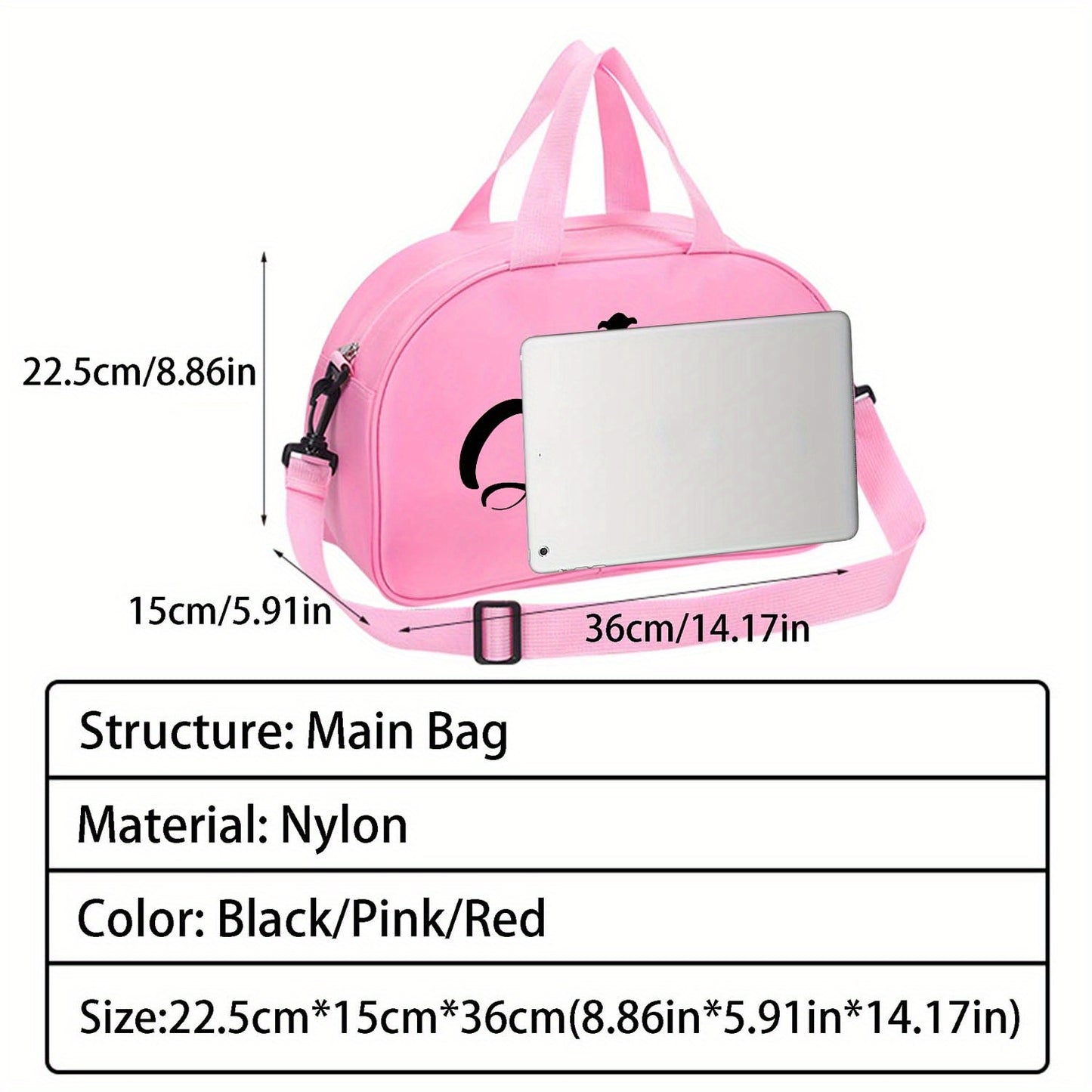 1pc Queen Printed Handbag, New Nylon Dance Bag, Multifunctional Messenger Bag, Fashion Luggage Bag, Casual Travel Bag, Sports Fitness Bag, Yoga Bag, For Teenager