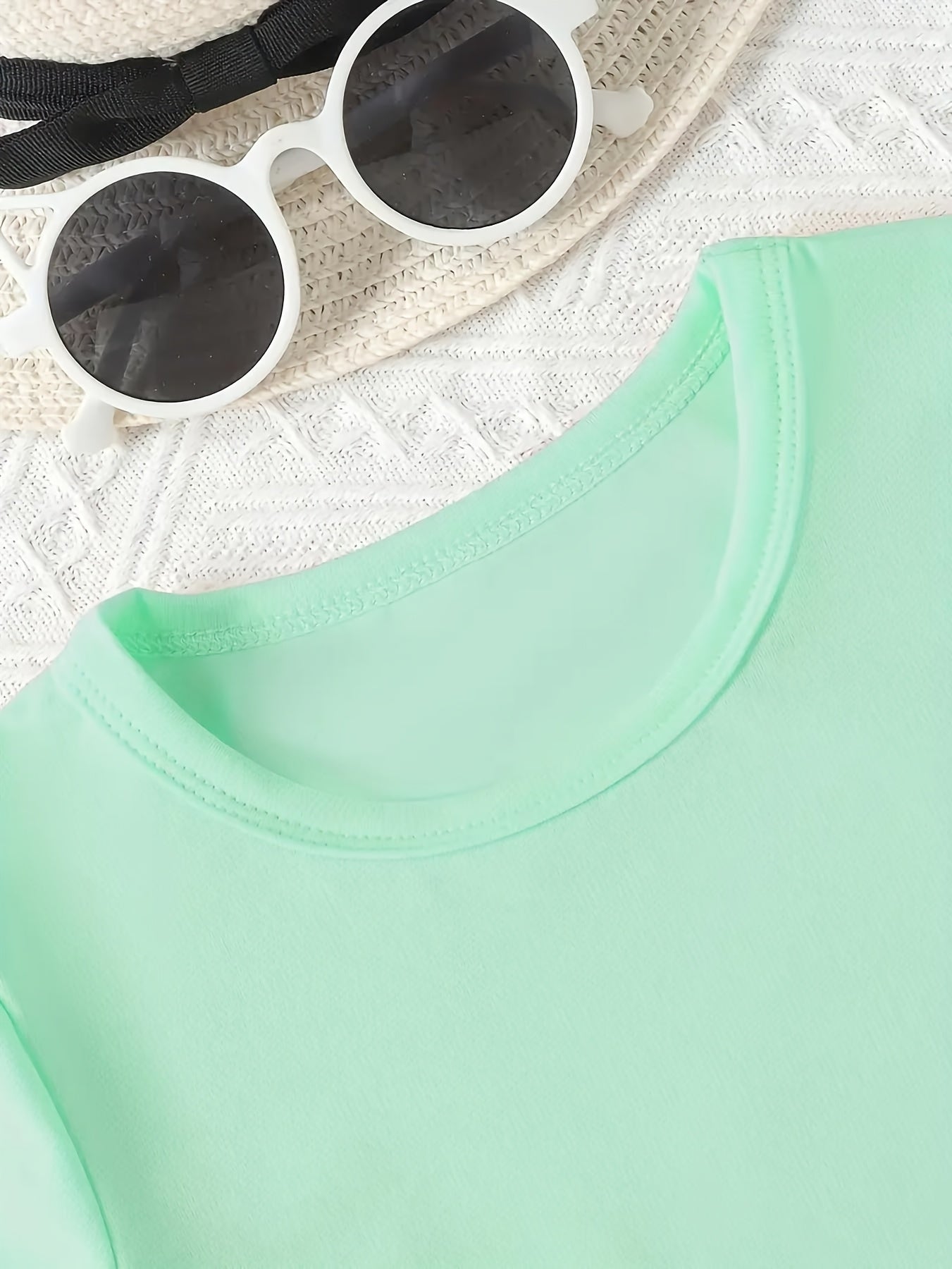 Girls' Everyday Knit Blouse - Random Colors (Black/White/Pink/Purple/Green/Rose) - Soft Crew Neck Summer Top - Machine Washable Everyday Outfit for School, Parties, Running Errands - Youth Fashion Tee, School Outfit, Playful