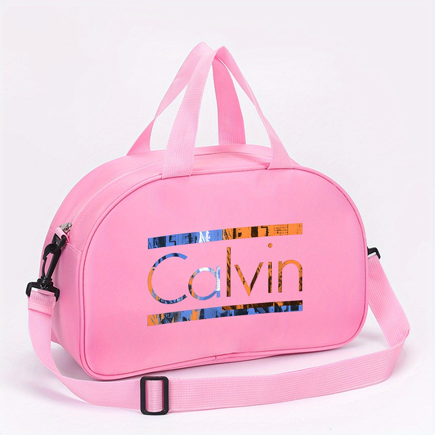 Calvin Printed Large Space Travel & Gym Bag - Lightweight Foldable Oxford Crossbody Bag with Adjustable Shoulder Strap, Vibrant Pink/Red/Black Options for Daily Commute, Sports, and Gym Use, Gym Bag, Sports Accessory, Playful