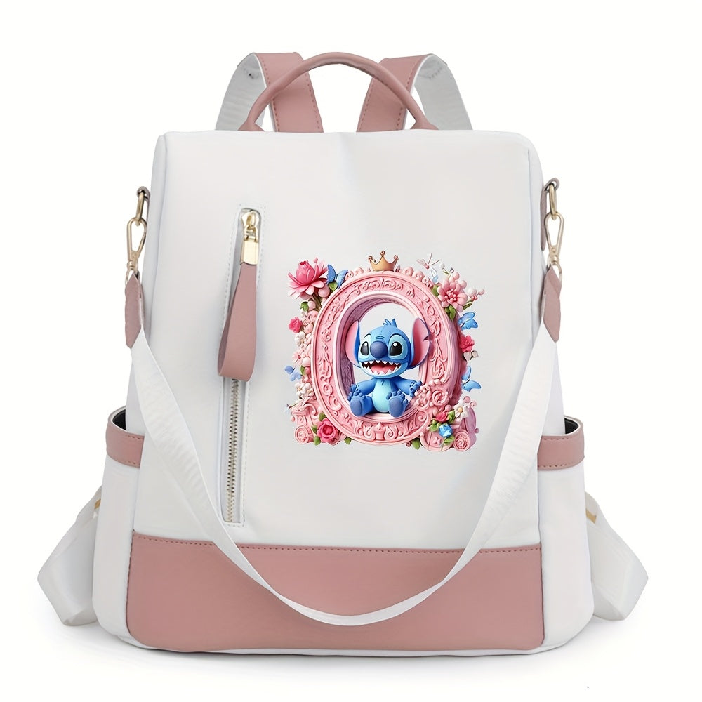 Stitch Backpack with A-Z Letter Print - Durable Polyester, Adjustable Straps, Spacious Design for Daily Commute, Work, Travel & Shopping - Stylish & Functional Backpack for Fans, Perfect Birthday Gift, Cute Backpack, For Teen