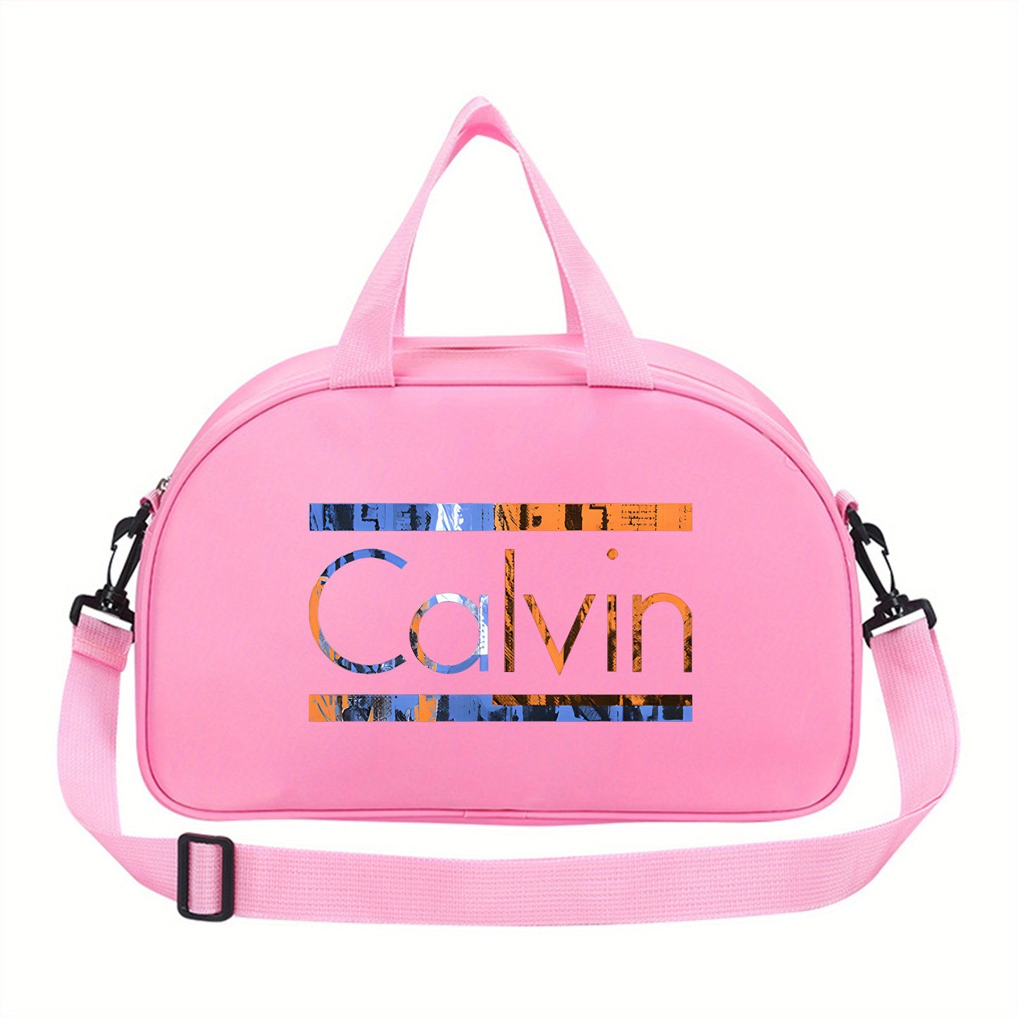 Calvin Printed Large Space Travel & Gym Bag - Lightweight Foldable Oxford Crossbody Bag with Adjustable Shoulder Strap, Vibrant Pink/Red/Black Options for Daily Commute, Sports, and Gym Use, Gym Bag, Sports Accessory, Playful